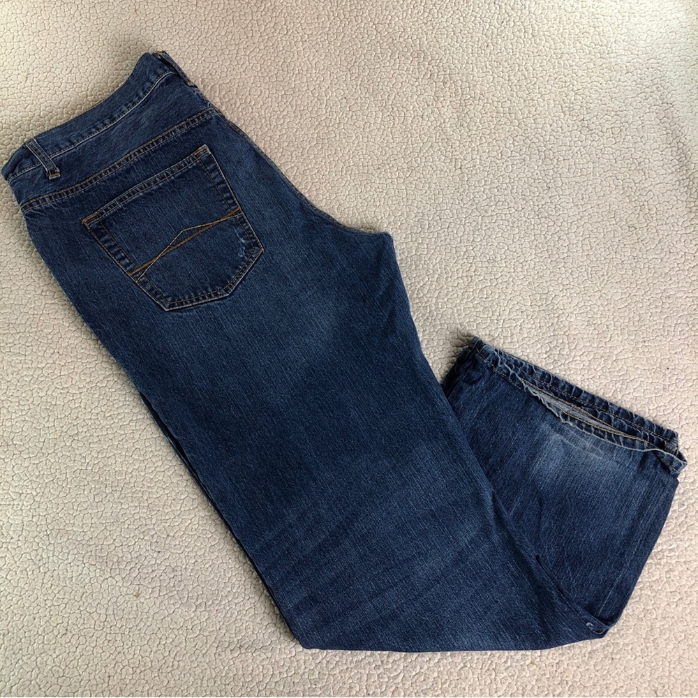 Aeropostale Men's Driggs Slim Bootcut Jeans 38x30 | Distressed Dark Wash | Styli